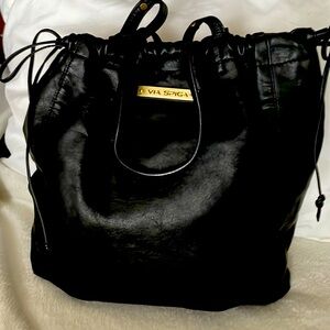 ❤️Gorgeous, authentic Via Spiga pouch, tote in genuine, soft, black leather